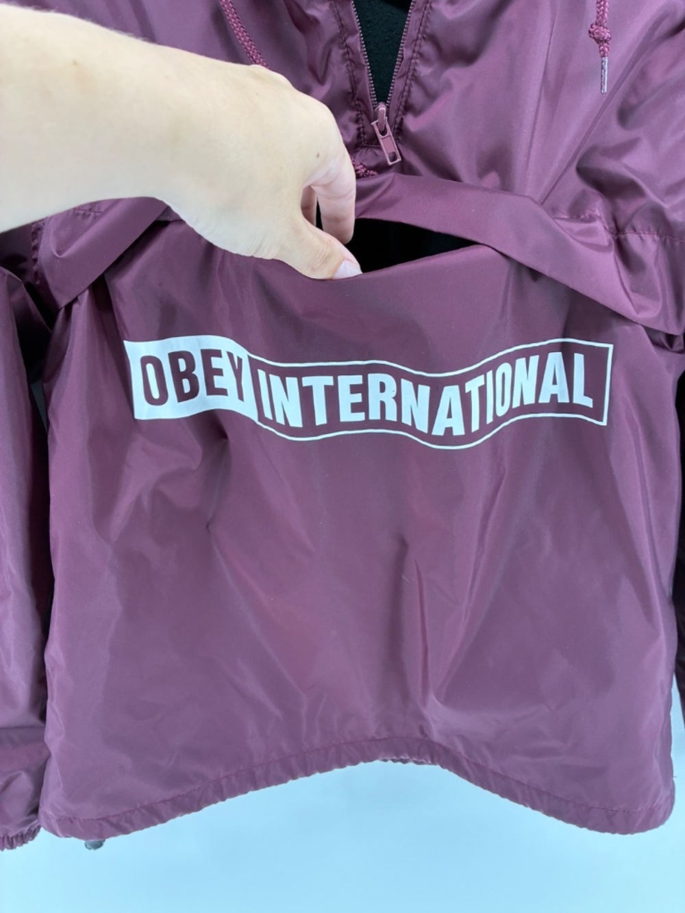 Obey Burgundy Fleece Lined Windbreaker Jacket - Picture 3 of 7